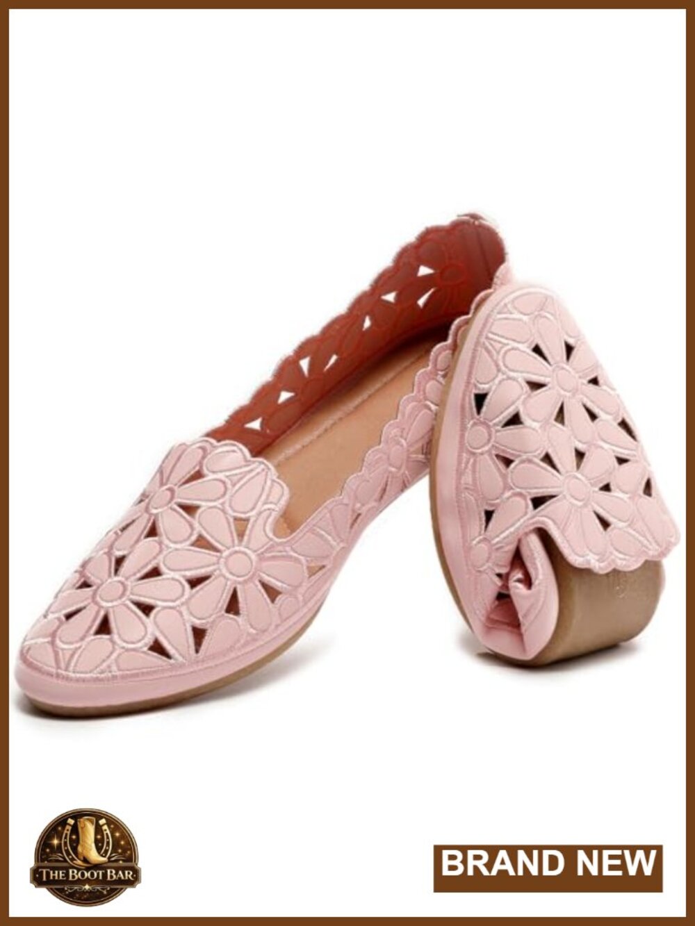Women's Floral Ballet Flats Slip On Dress Shoes PU Leather